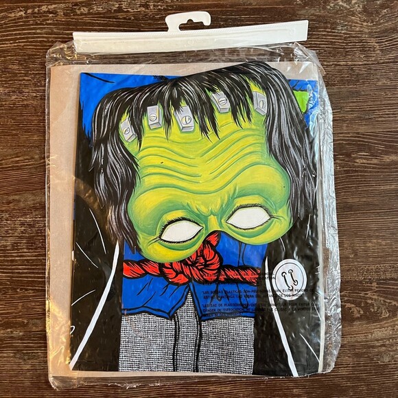 Vintage Ben Cooper Frankenstein Monster Halloween Costume wtih Topper Mask - Picture 5 of 9